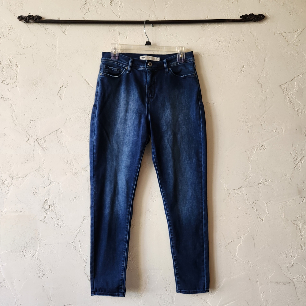 Levi's 512 Perfectly Slimming High-Rise Dark Wash Jeggings Blue Jeans Size 10